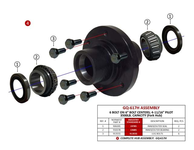 6 ON 6'' YOKE STYLE HUB FOR G4V AND LOCKWOOD/HARRISTON