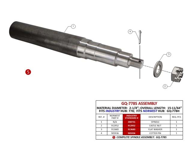 SPINDLE FOR ACE ROLLER HARROW