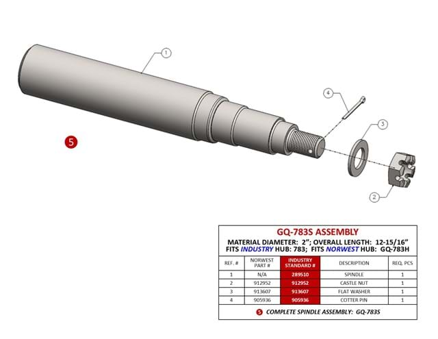 SPINDLE COMPLETE 2'' x 12.940'' FOR GQ-783H