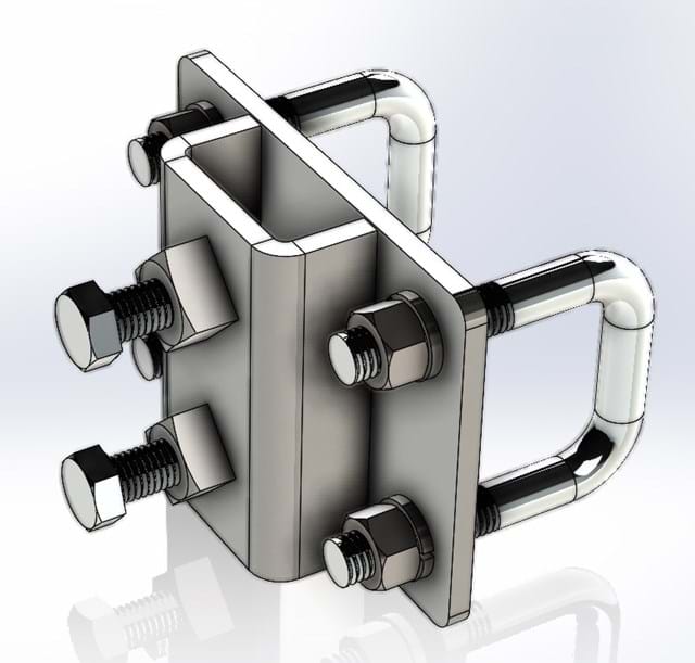 DANISH S-TINE CLAMP FOR S6674 VERTICAL TINE 2" SQ BAR